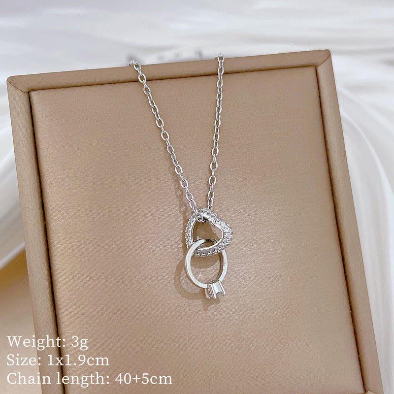 Copper Micro-Inlaid Cross Fashionable And Gorgeous Full Diamond Necklace For Women All-Match Clavicle Chain Titanium Steel