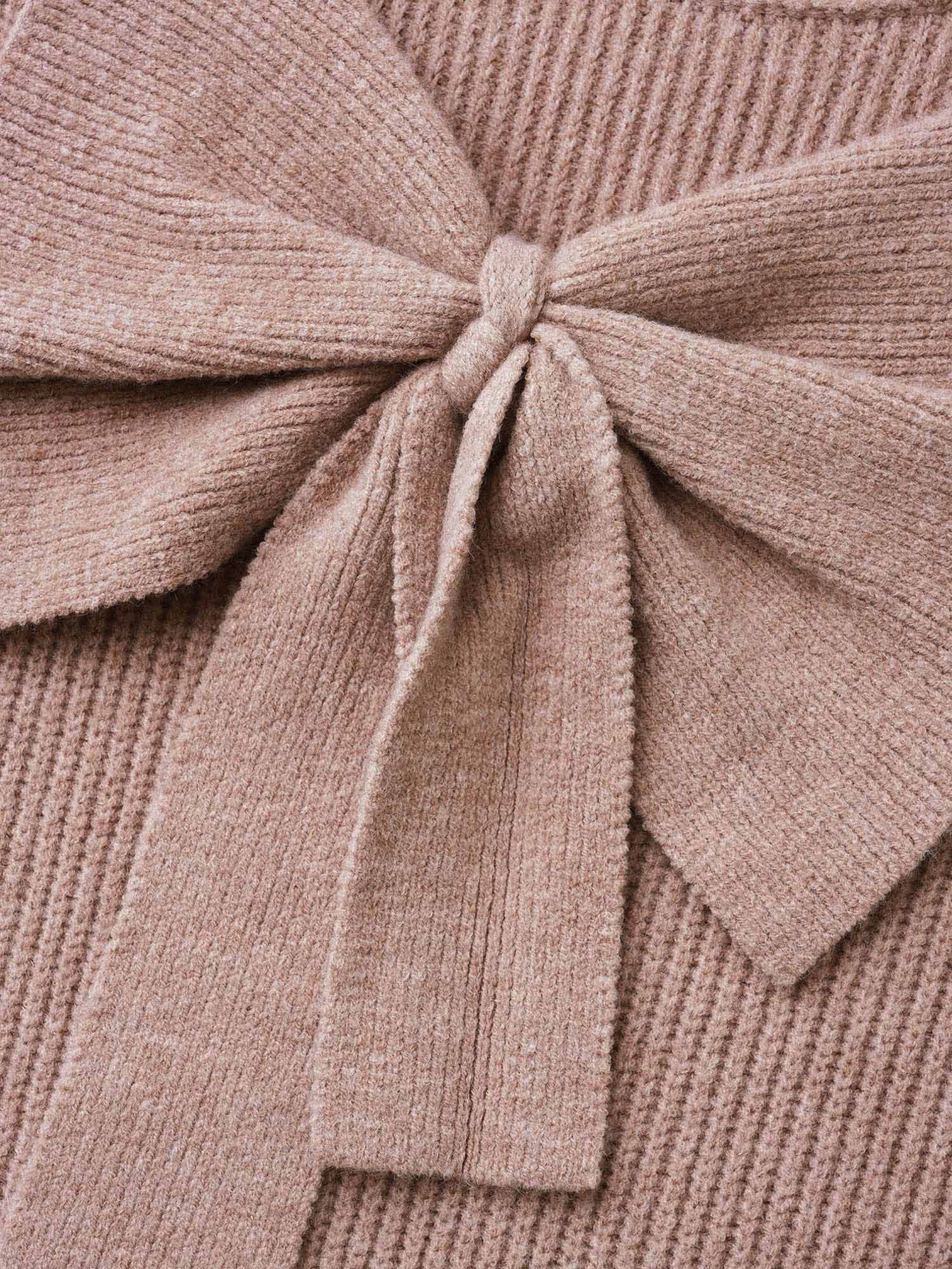 Round Neck Texture Back Bowknot Pullover