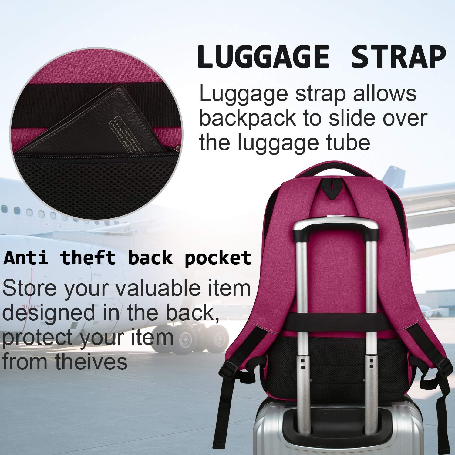 Laptop Backpack,Business Travel Anti Theft Slim Durable Laptops Backpack with USB Charging Port,Water Resistant College Computer Bag for Women & Men Fits 15.6 Inch Laptop and Notebook - Black