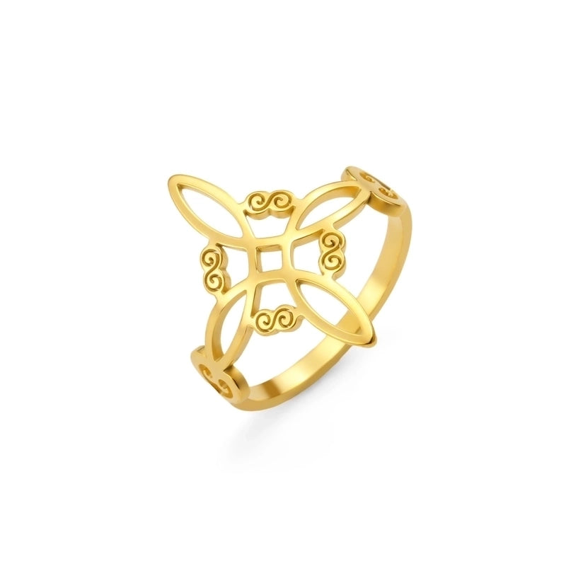 Hip-Hop Retro Witches Knot Titanium Steel Plating Rings