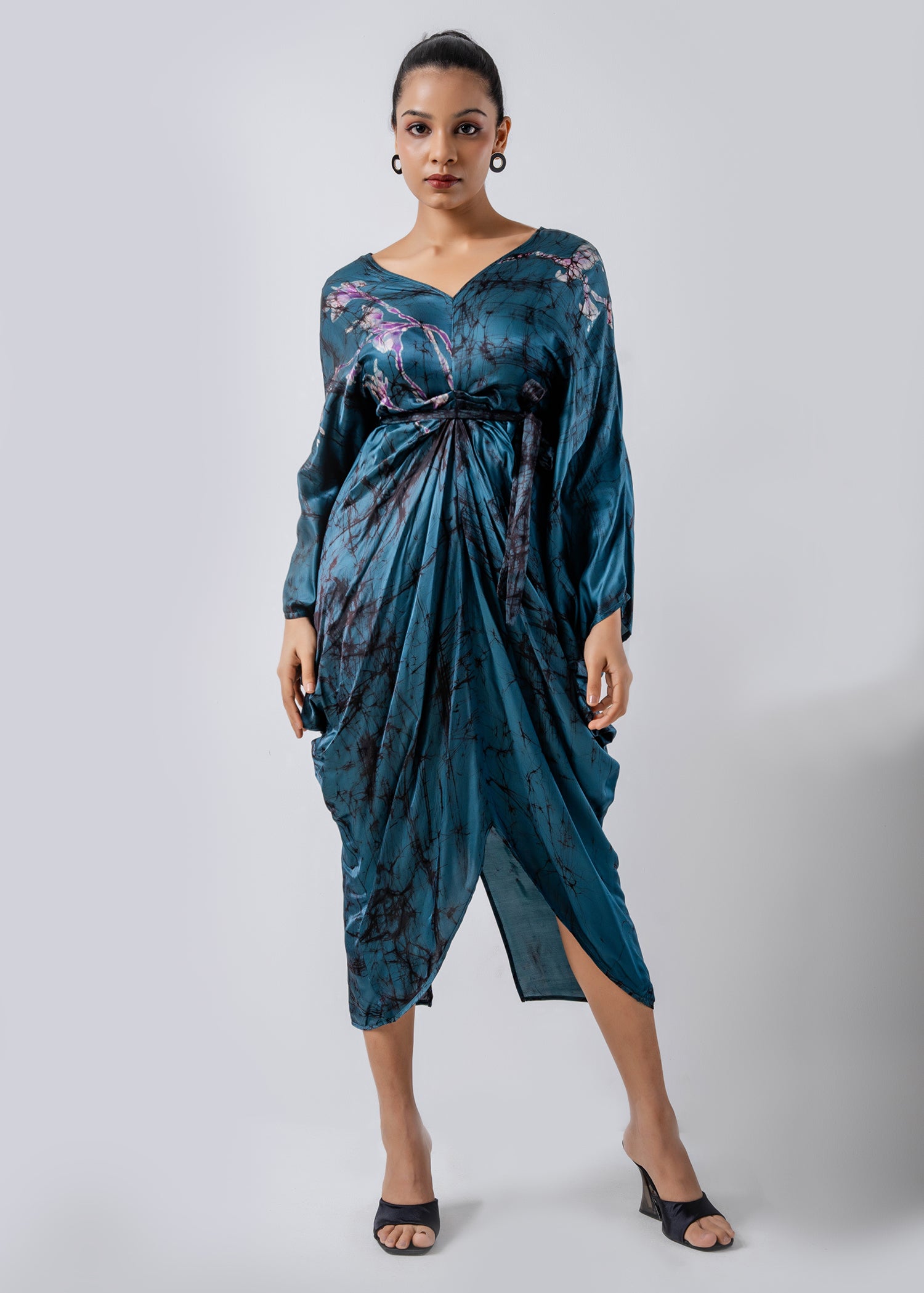 Batik Floral Draped Kaftan