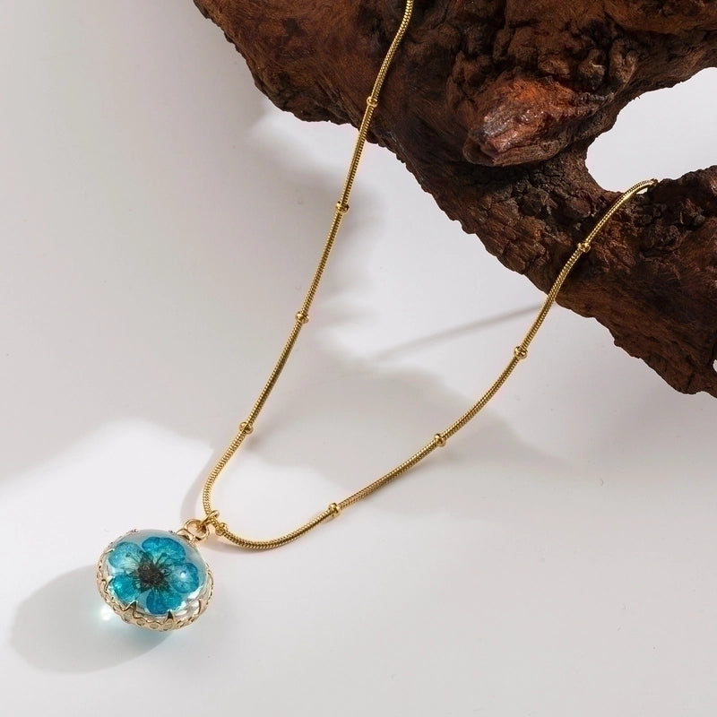Sweet Pastoral Commute Flower 304 Stainless Steel Copper 18K Gold Plated Pendant Necklace