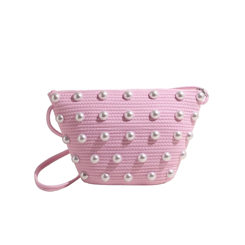 Women's Straw Solid Color Elegant Zipper Crossbody Bag