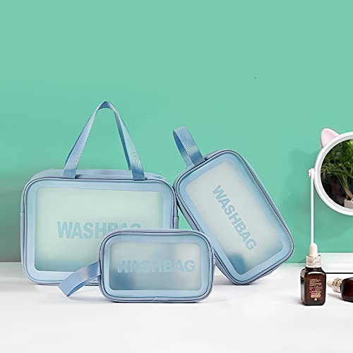 Wash Bag Clear Makeup Pouch Cosmetic Organizer Bag for Women and Girls (Set of 3 )