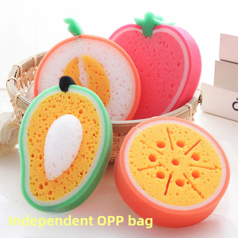 Kitchen Supplies Fruit Thickened Sponge Scouring Pad Multifunctional Decontamination Cleaning Dish Washing Sponge