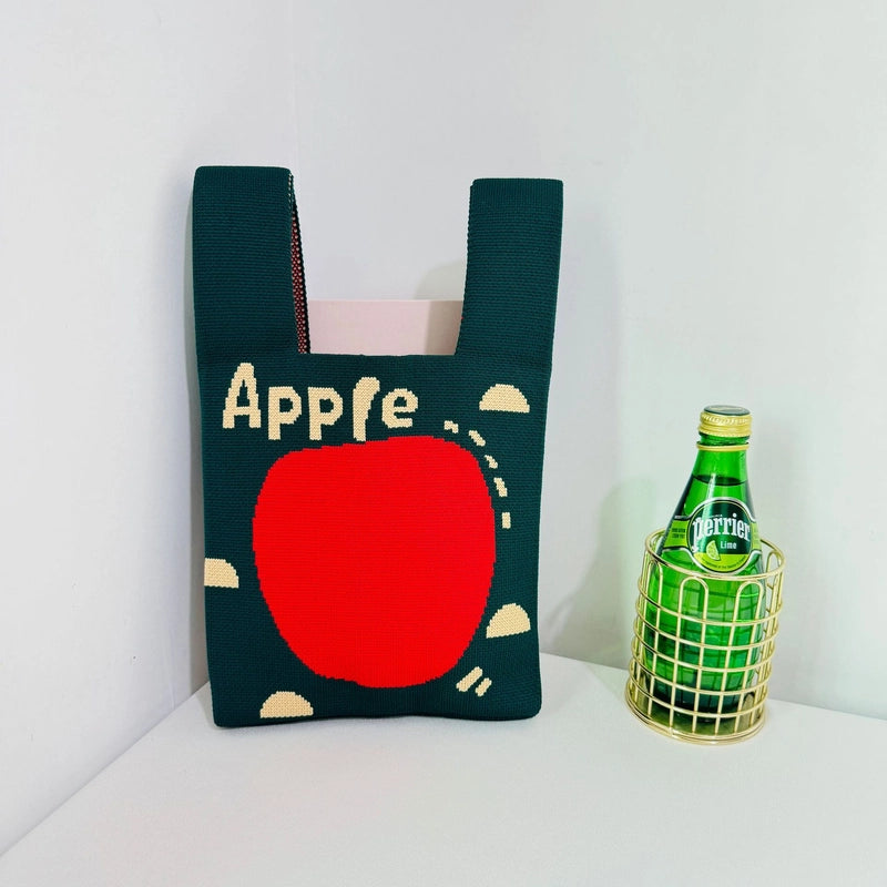 Women's Small Polyester Letter Fruit Cute Square Open Handbag