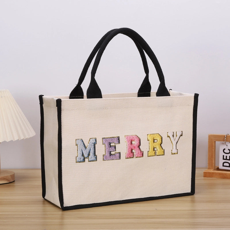 Women's Cute Letter Canvas Shopping Bags