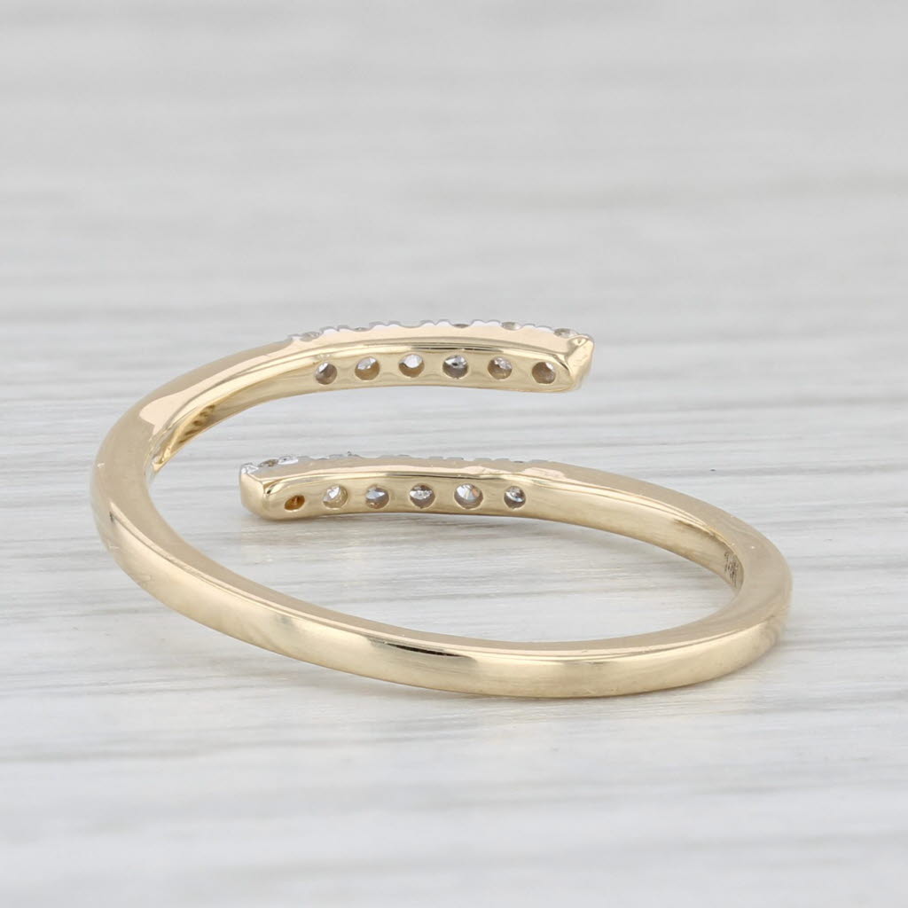 0.18ctw Diamond Bypass Ring 14k Yellow Gold Size 6 Adjustable
