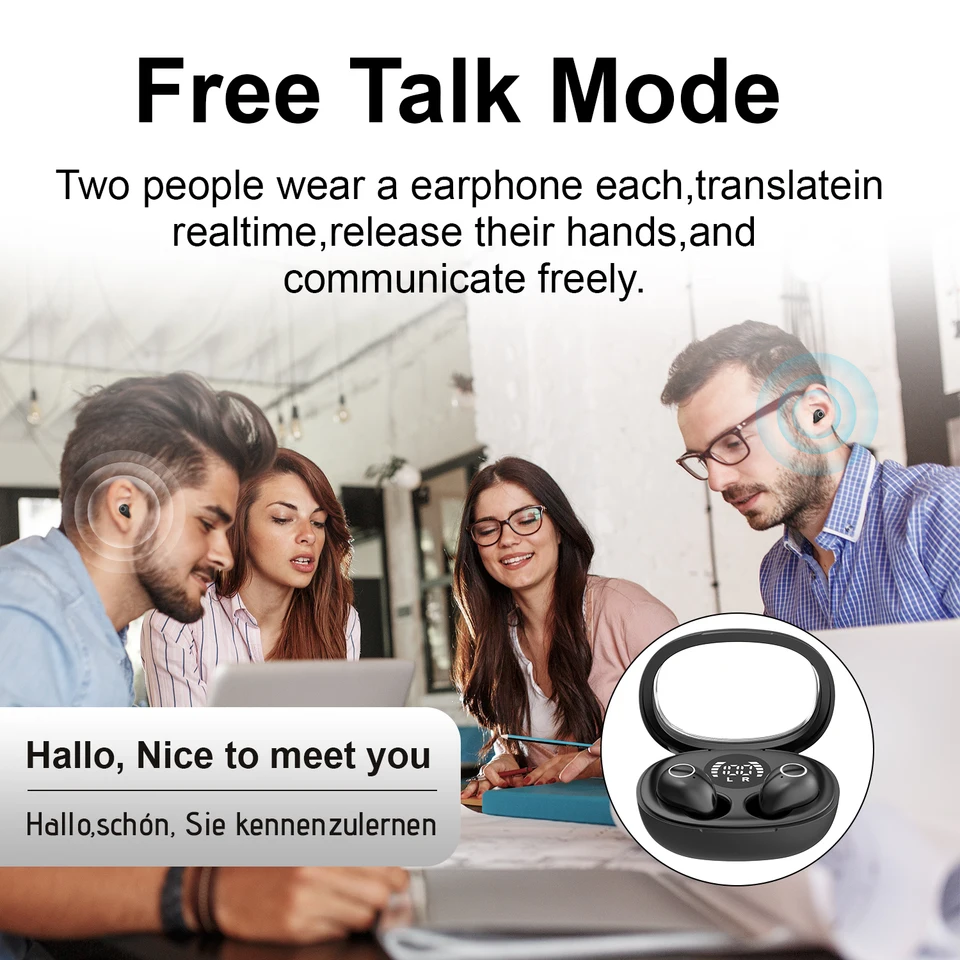 AI Translation Wireless Earphones 5.4 Bluetooth Headphones Sport Sleep Earbuds Noise Reduction Headset For Xiaomi Huawei Headset