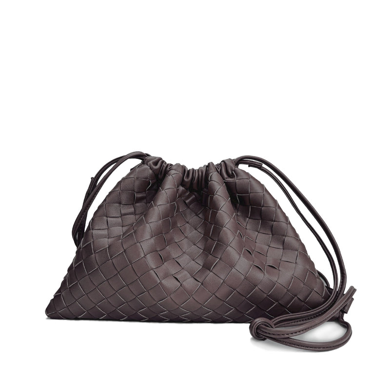 Women's Cowhide Irregular Solid Color Streetwear Square String Handbag Drawstring Bag