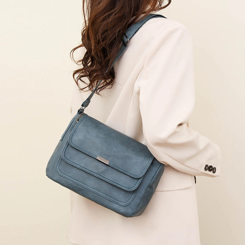 Women's Bag New Fashion Crossbody Shoulder Women's Bag Bags Middle-aged Mother Soft Leather Small Square Bag
