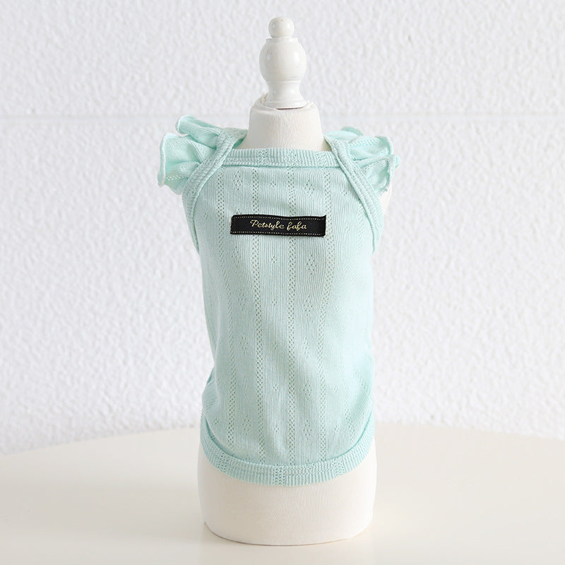 Breathable Cotton Ruffled Sleeves Dog Cat Vest