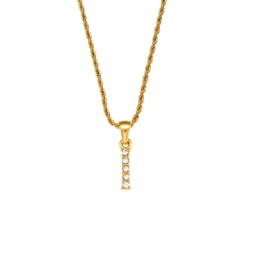 Fashion Round Number Text Letter Stainless Steel 18K Gold Plated Necklaces