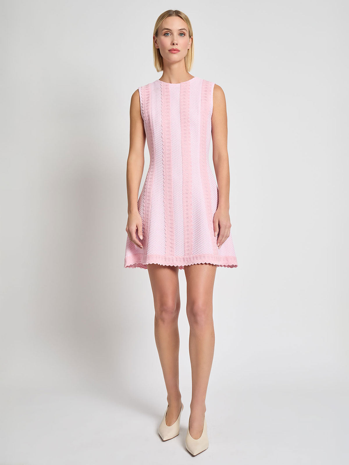 Fit-and-Flare Scalloped Trim Knit Dress - Modern Fit