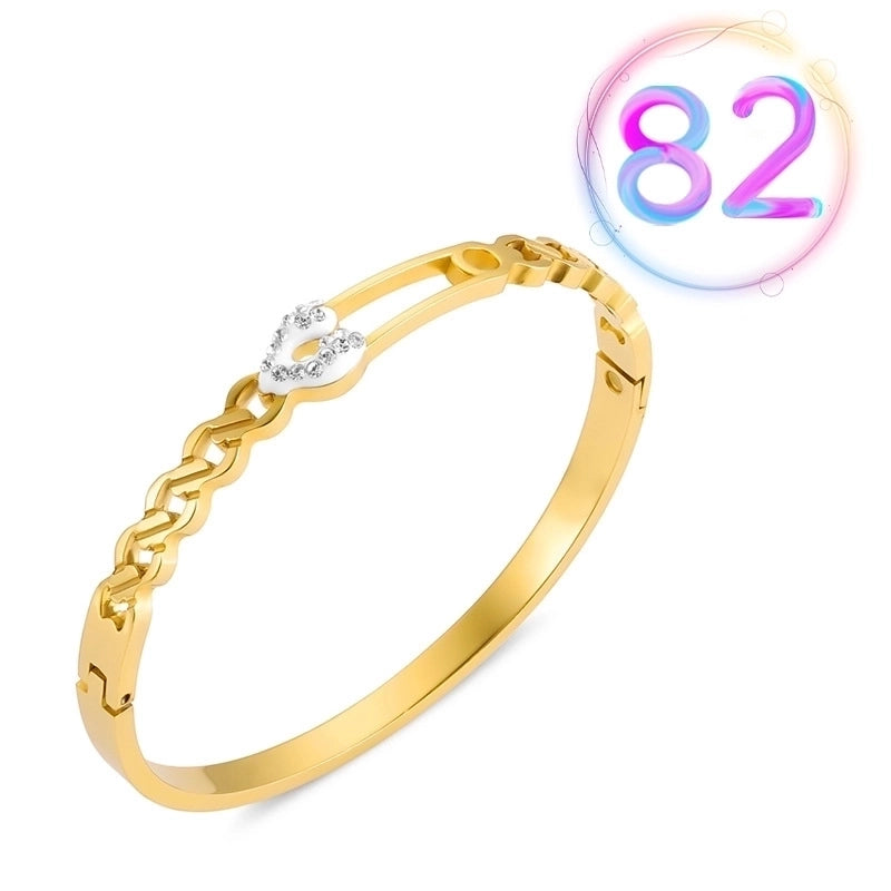 2 Pieces Fashion Geometric Stainless Steel Plating Zircon Bangle