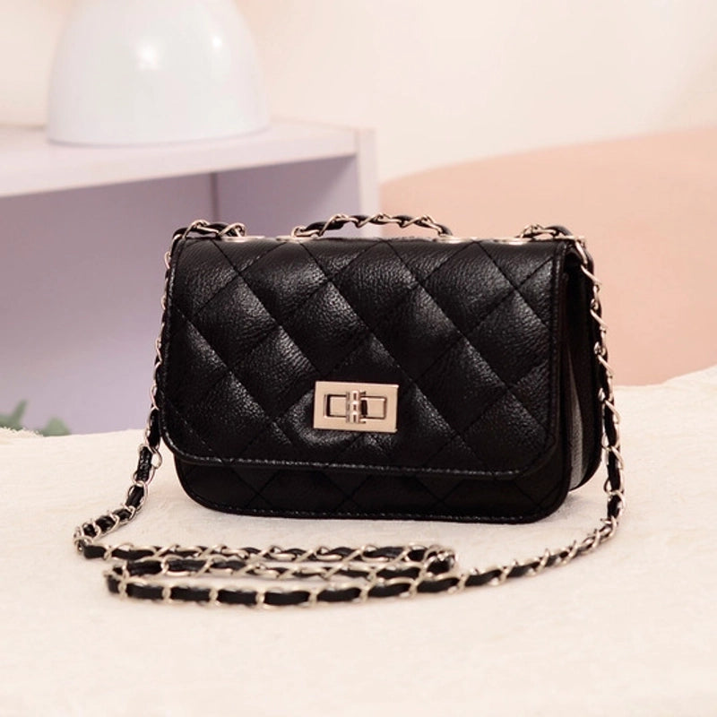 New Fashion Rhombic Chain Turn Lock Bag Chain Crossbody Bag Shoulder Bag