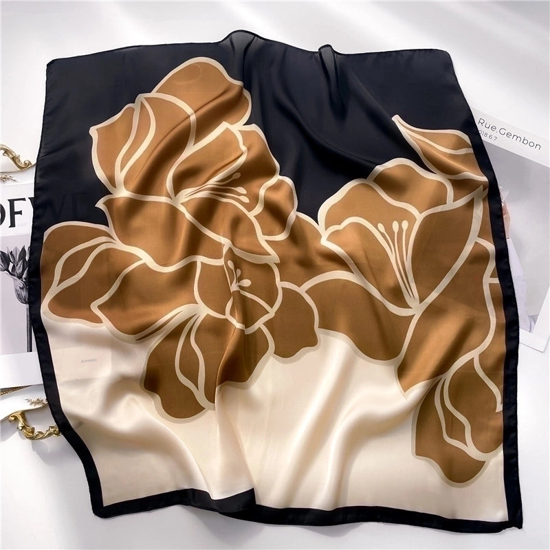 Women's Elegant Minimalist Color Block Polyester Printing Silk Scarf