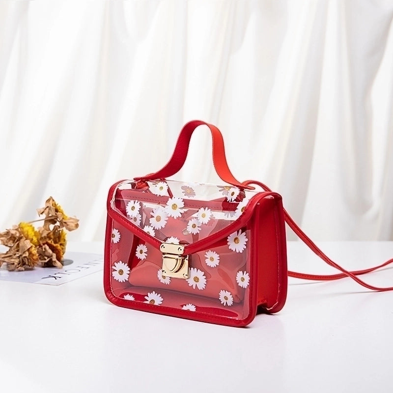 Women's Large All Seasons Tpu Pu Leather Daisy Vintage Style Square Lock Clasp Shoulder Bag