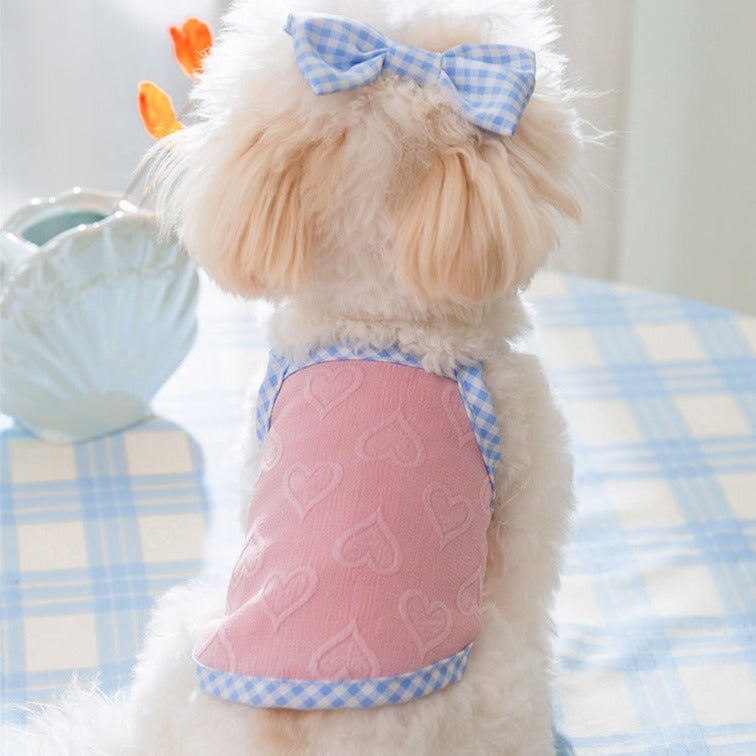 Heart Pattern Bow Decor Dog Cat Vest