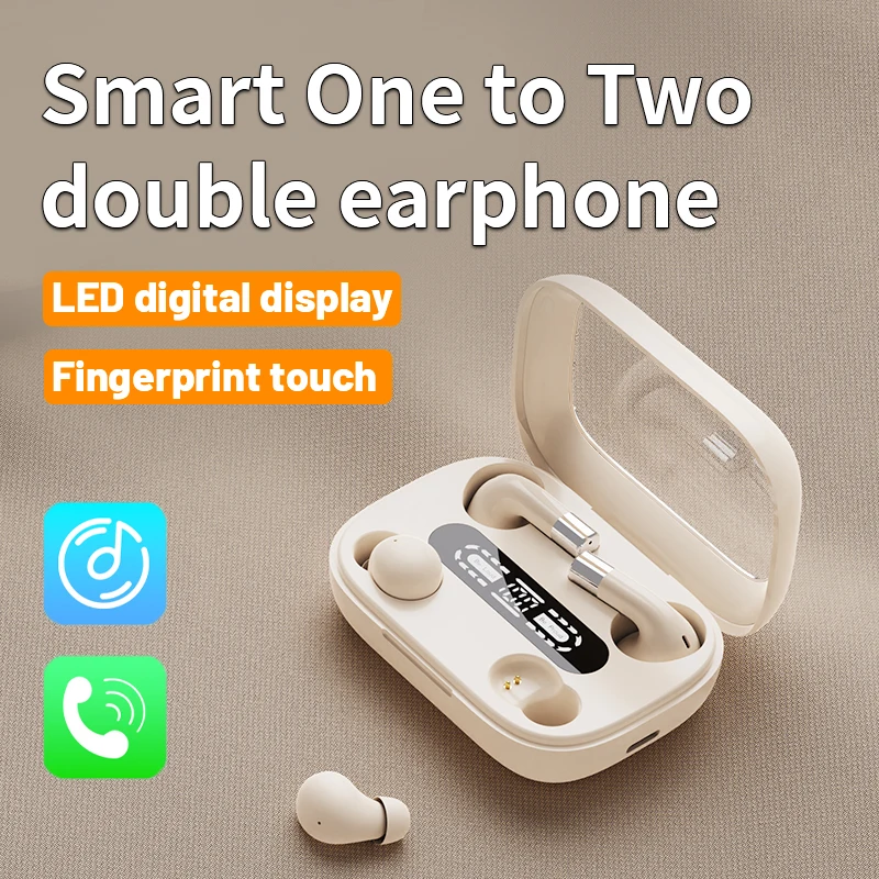 New 2in1 Dual Headphones 5.4 Bluetooth Wireless Earphones Sports Sleeping Noise Reduction HD Call Headset HIFI Music Bass Earbuds