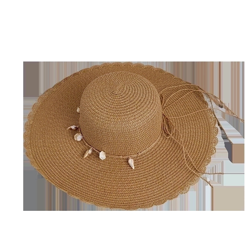 Wide-brimmed Sunshade Shell Lace Straw Hat