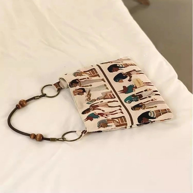 Women's Large Canvas Human Vintage Style Magnetic Buckle Canvas Bag