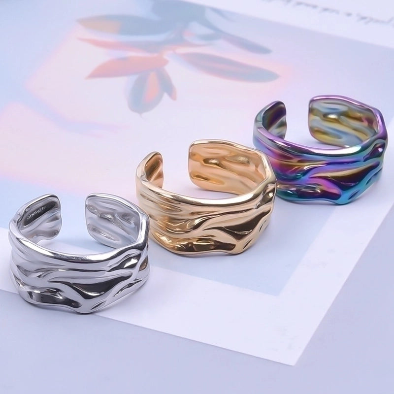 Hip-Hop Geometric 304 Stainless Steel 18K Gold Plated Plating Open Ring