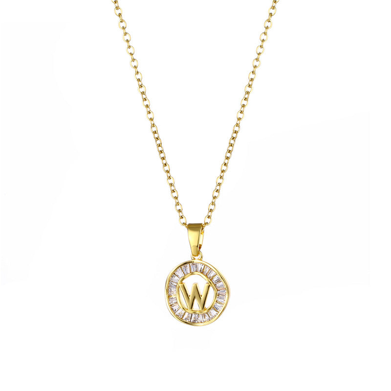 Natural Letter Text Number Stainless Steel Electroplating Necklaces