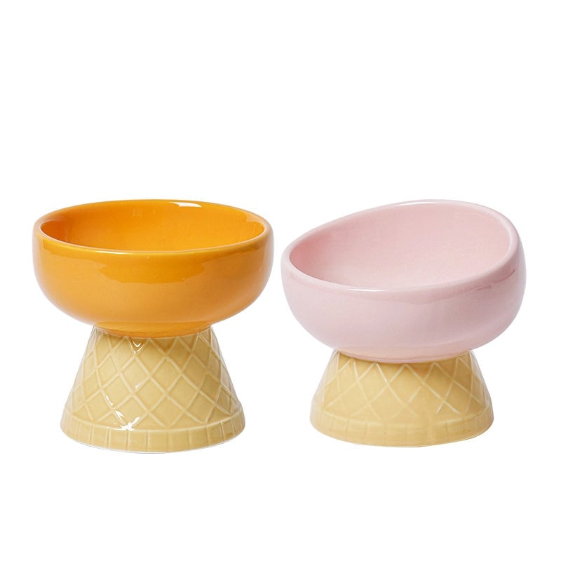 Cat Bowl Ceramic Protective Cervical Spine Drinking Bowl Pet Supplies Cute Oblique Mouth Anti-knock Dog Rice Bowl Cat Food Bowl