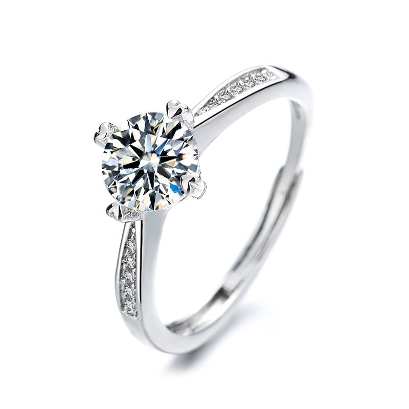 Fashion Heart Shape Copper Inlay Zircon Open Ring