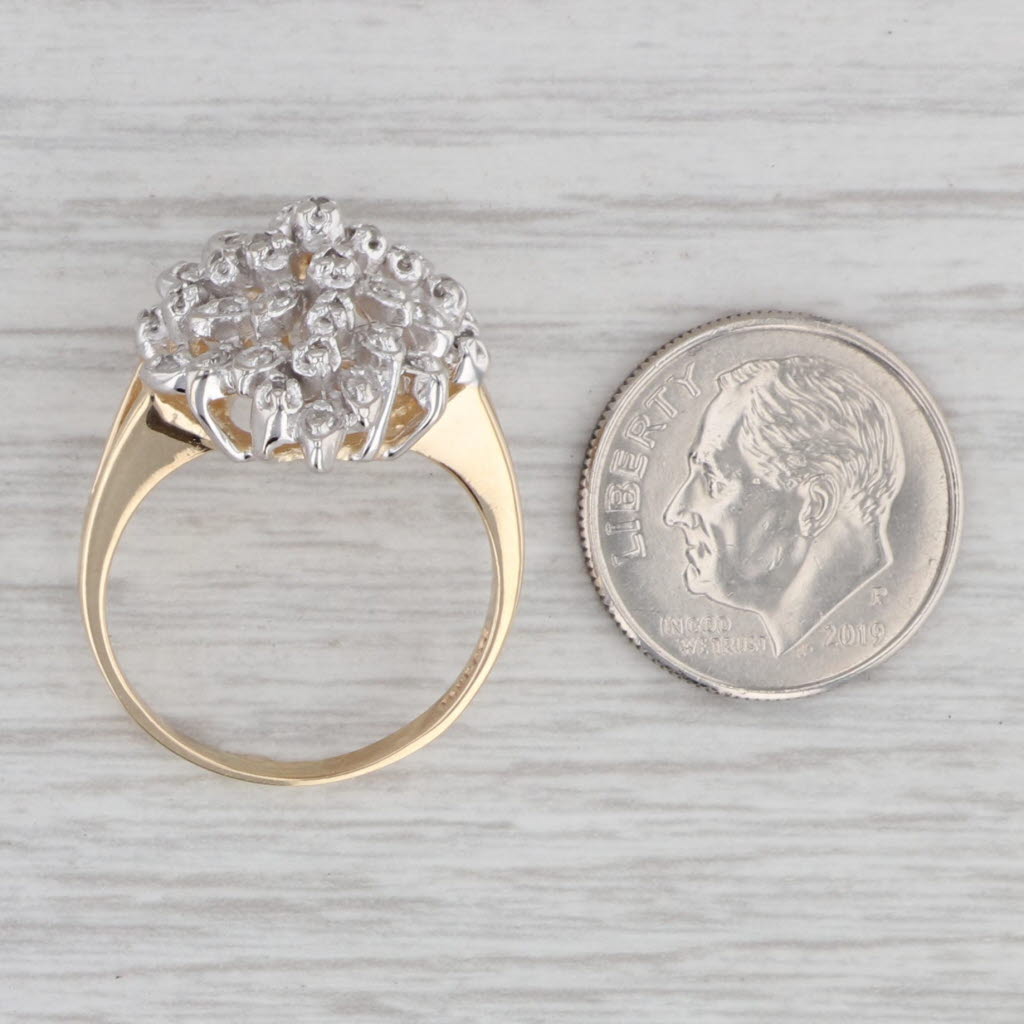 0.12ctw Diamond Cluster Ring 10k Gold Size 7.5 Cocktail
