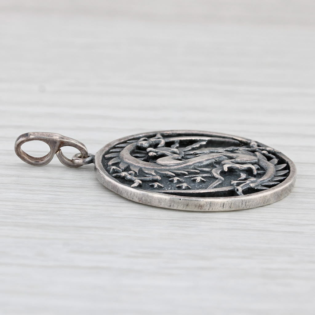 Gothic Dragon Pendant Sterling Silver Statement