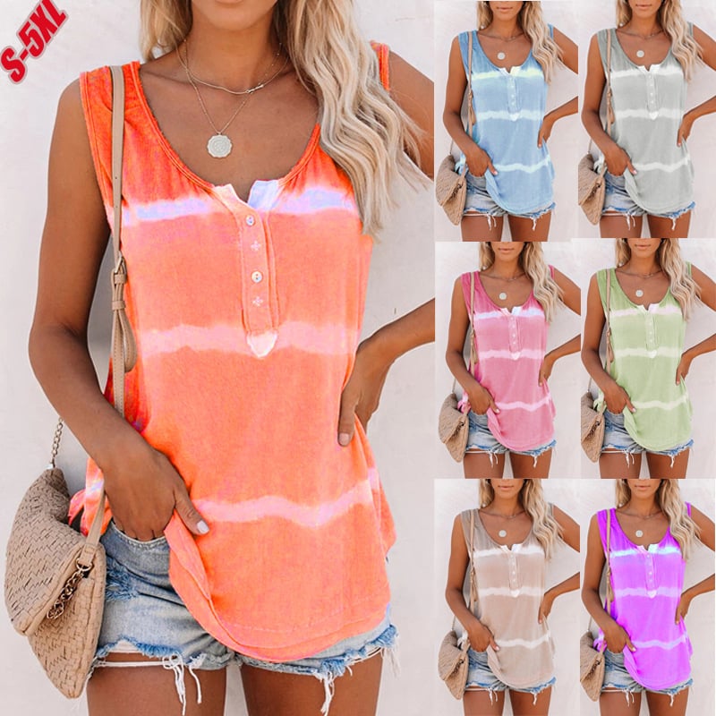 Only today🎉Buy 1 Get 1 Free(Add 2 pcs to cart)💋Summer Tie-Dye Striped Sleeveless Tank Top