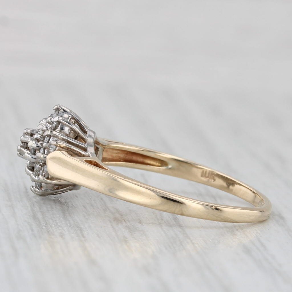 0.40ctw Diamond Cluster Engagement Ring 10k Yellow White Gold Size 9.25