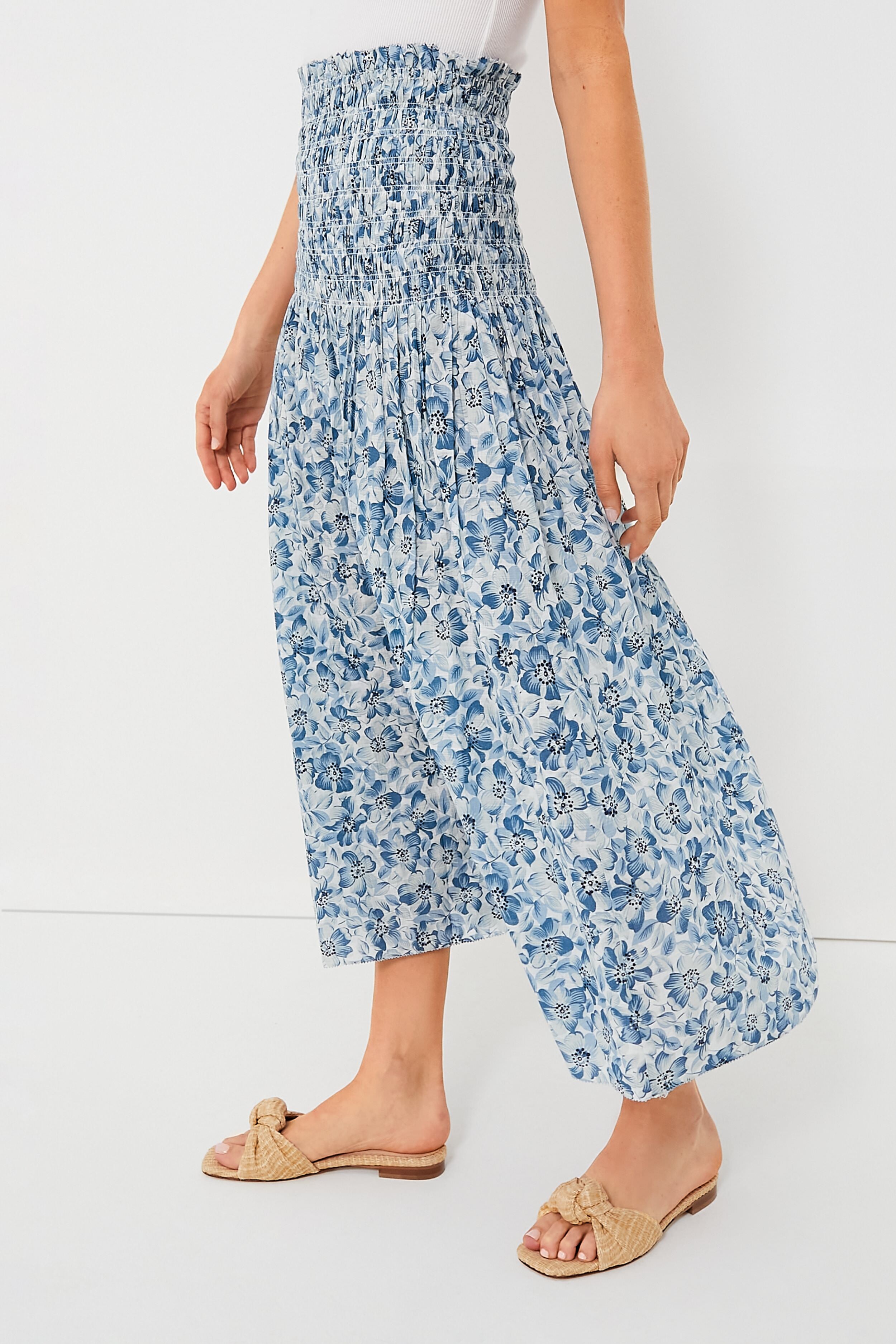 Light Sky Pressed Floral Print The Knoll Skirt