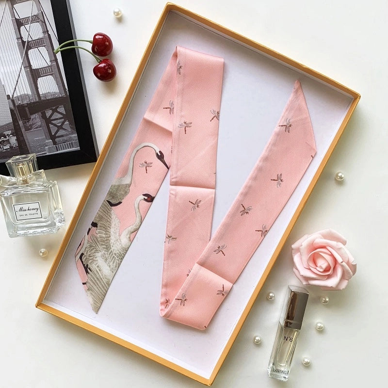 Women's Minimalist Flower Satin Printing Silk Scarf
