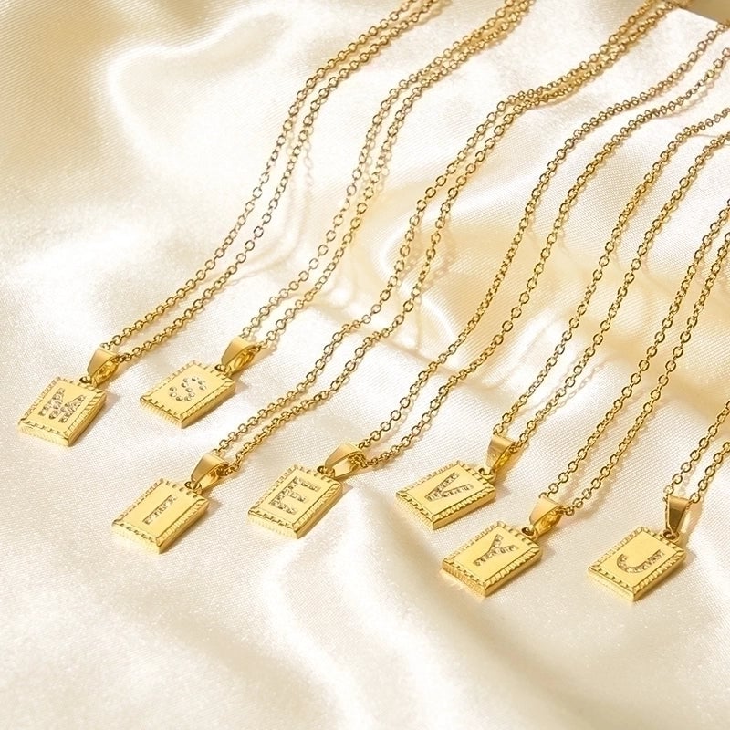 304 Stainless Steel Sweet Polishing Plating Inlay Letter Diamond Necklace