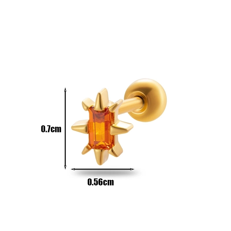 1 Piece Ear Cartilage Rings & Studs Minimalist Geometric 316L Stainless Steel  Copper Plating Inlay Zircon
