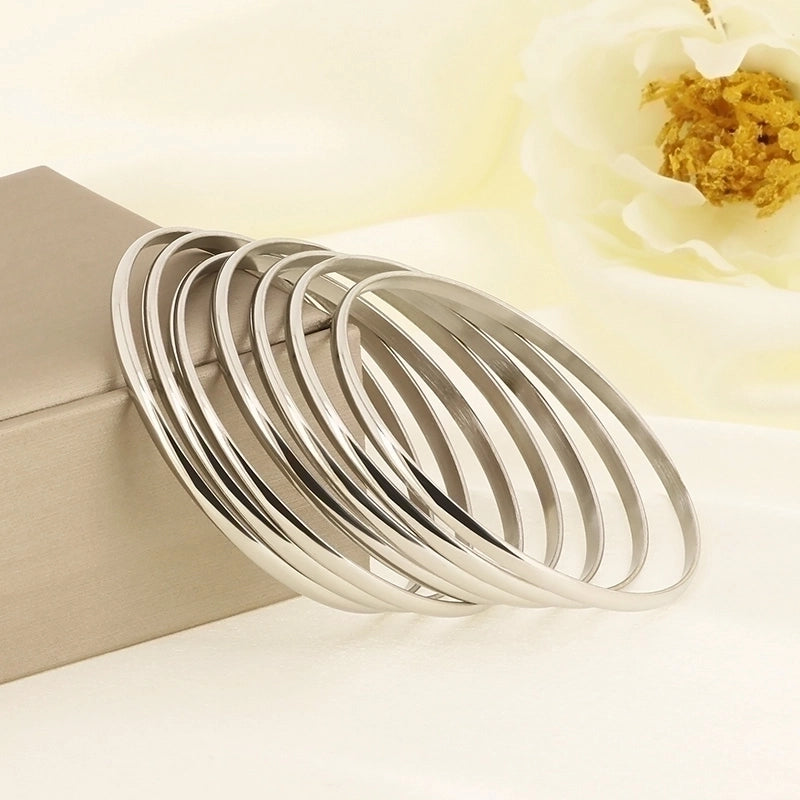 Minimalist Solid Color 304 Stainless Steel 18K Gold Plated Bangle In Bulk