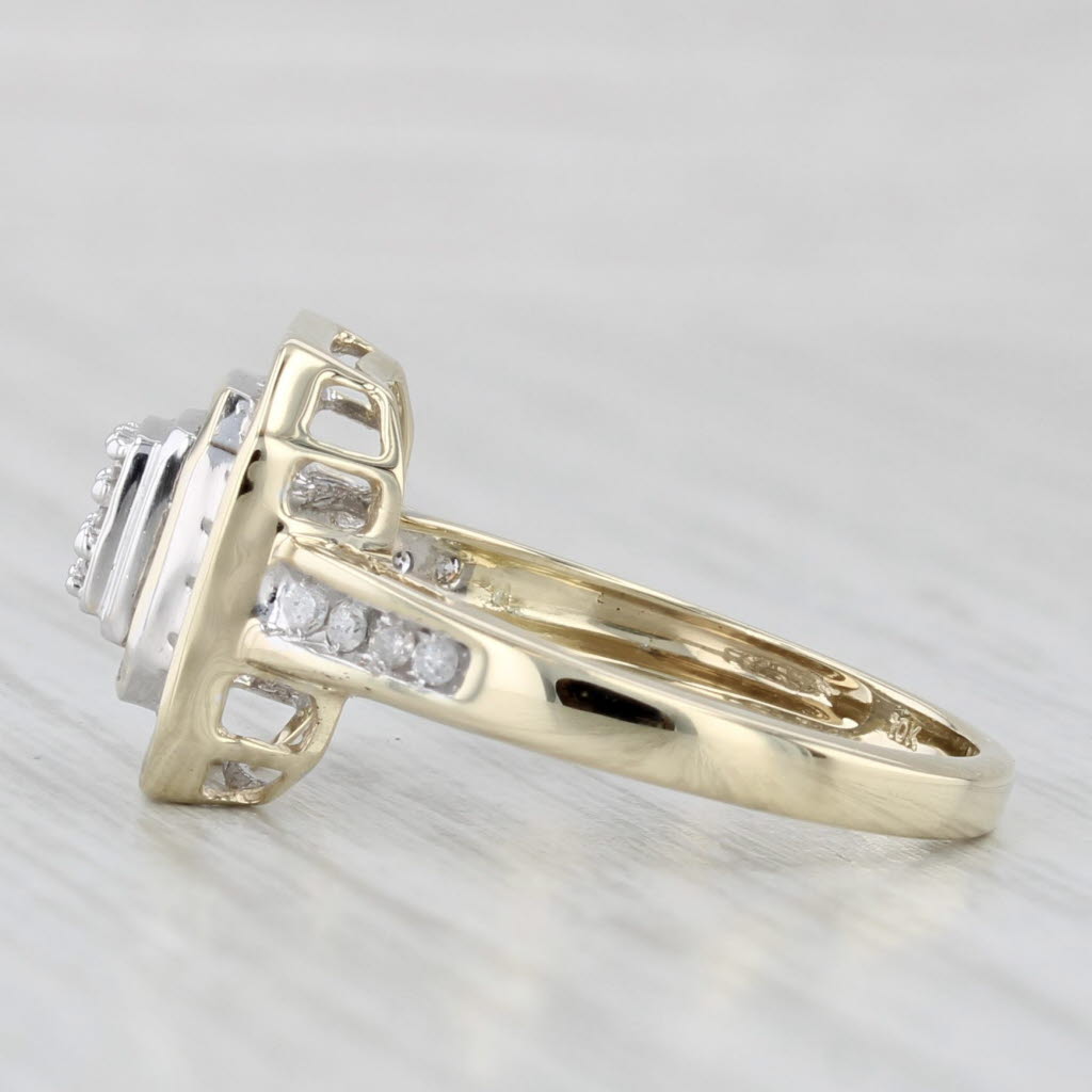 0.39ctw Diamond Cluster Halo Engagement Ring 10k Yellow Gold Size 7.25