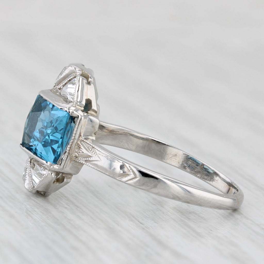 Vintage 3.10ctw Lab Created Blue Spinel white Sapphire Ring 14k Gold Size 5.5