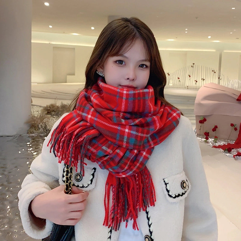 Women's Classic Style Lattice Imitation Cashmere Acrylic Scarf