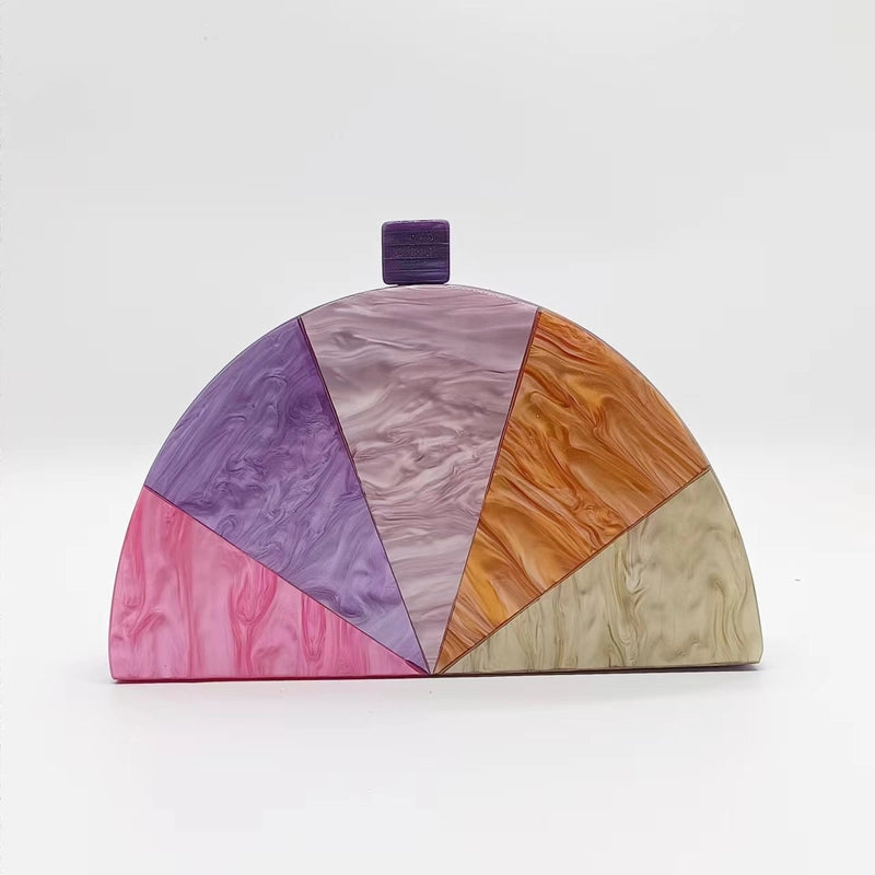Arylic Color Block Semicircle Evening Bags