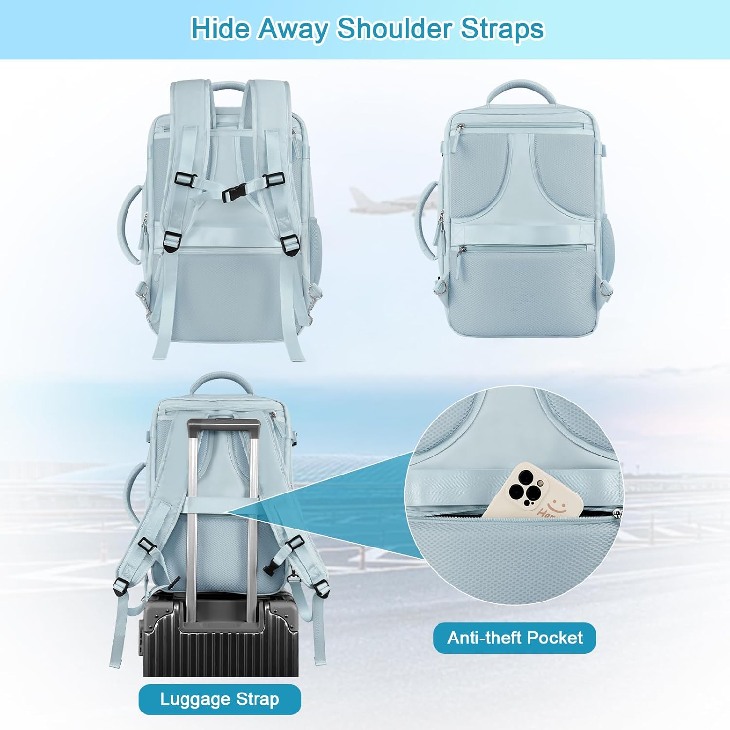 Large Travel Backpack for Women Men, Expandable 40L Carry On Backpack, 17 Inch Laptop Backpack College Bookbag, Waterproof Travel bag as Person Item Flight Approved