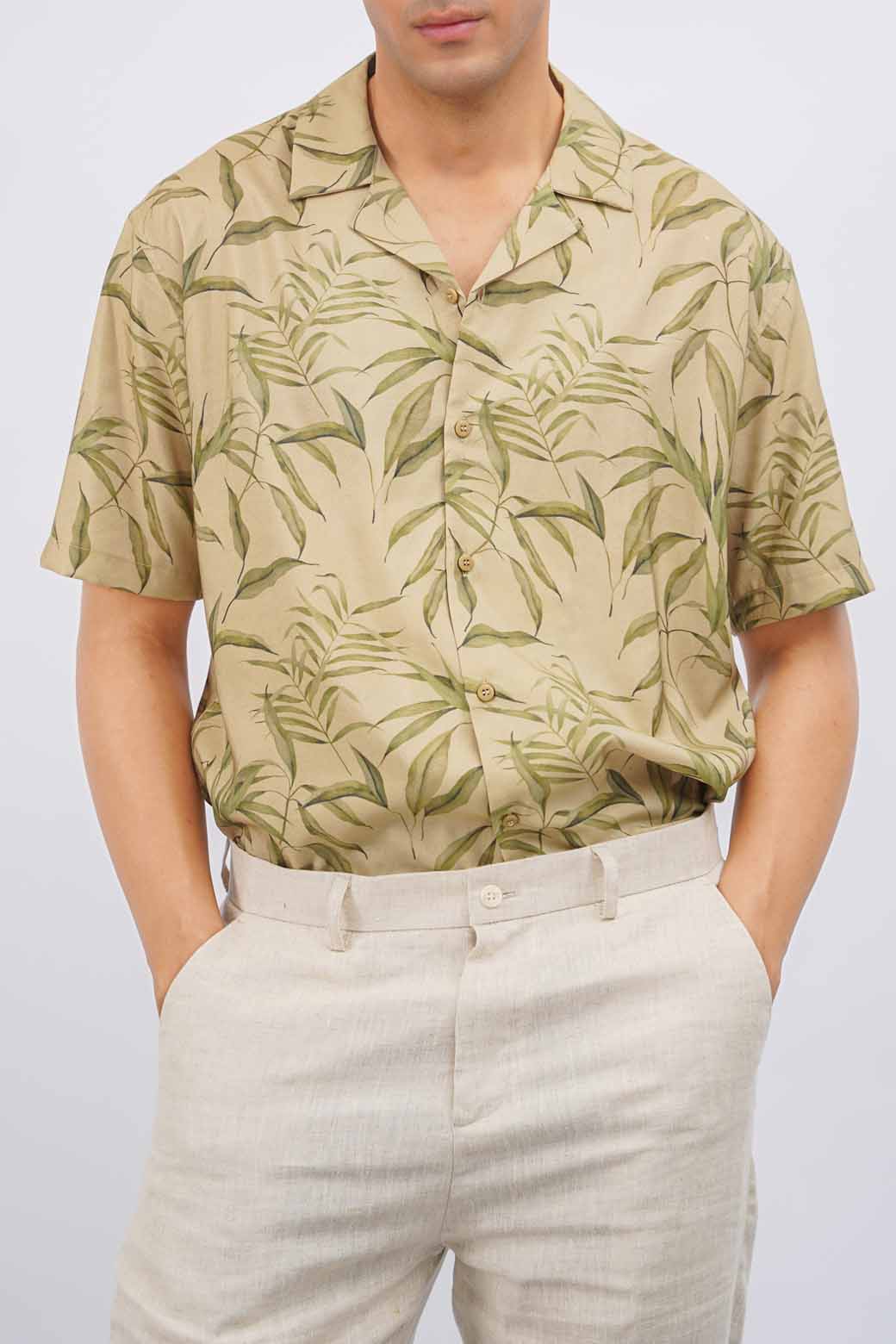 LEAF PRINT SAFARI SHIRT