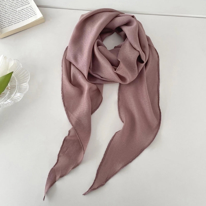 Women's Elegant Retro Solid Color Polyester Silk Scarf