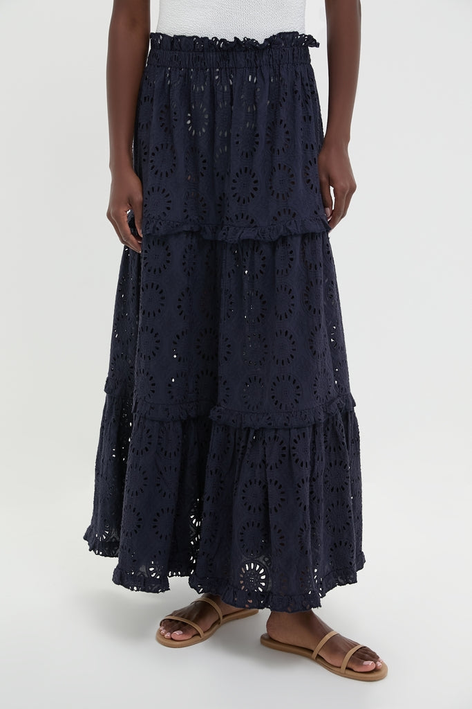 Navy Eyelet Prado Skirt