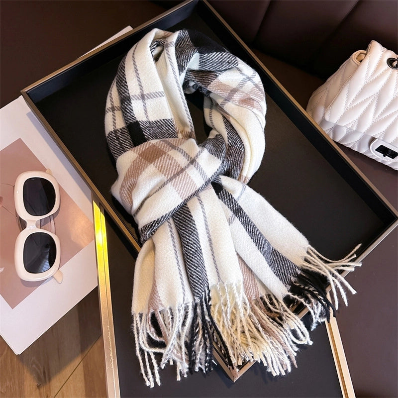 Unisex Business Basic Minimalist Tassel Imitation Cashmere Polyester Scarf