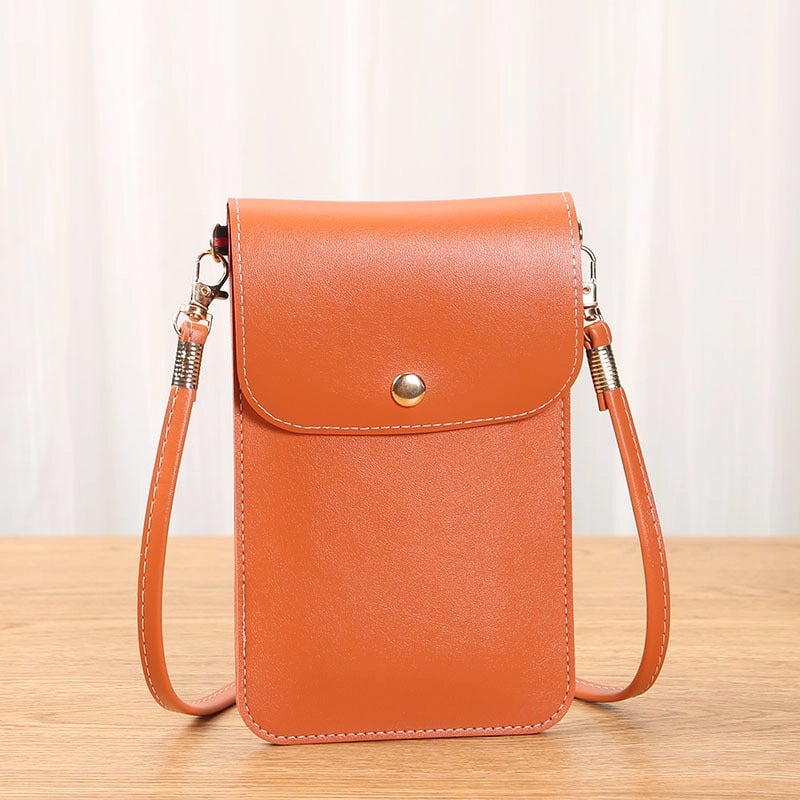 Women's Pu Leather Solid Color Basic Sewing Thread Square Magnetic Buckle Phone Wallets