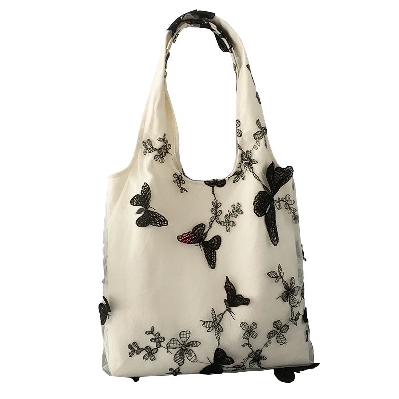 Women's Large Canvas Butterfly Vintage Style Square Open Underarm Bag